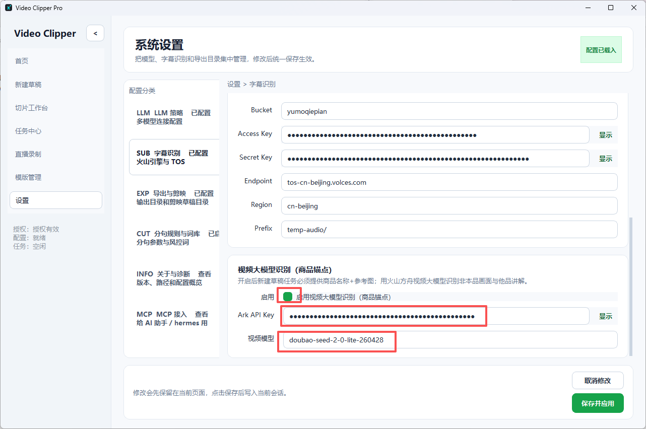 视频大模型识别设置